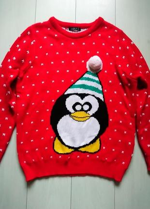 Новогодний свитер с пингвином