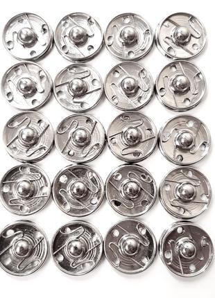 Кнопки пришивные 19 мм, застежка-кнопка, цвет серебряный, 35 шт