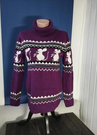 Жакардовый свитер женский теплый свитер