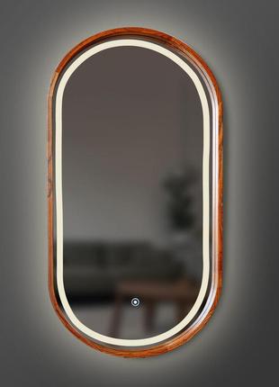 Зеркало деревянное капсула с led-подсветкой и сенсором luxury ...