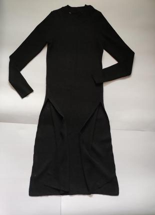 Эффектное красивое черная туника, платье с разрезами по бокам ...
