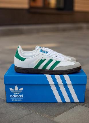 Мужские кроссовки adidas samba og white/green gum