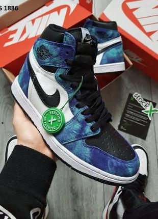 Мужские кроссовки nike air jordan 1 high (сині)