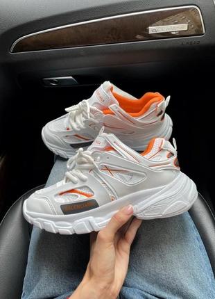 Женские кроссовки balenciaga track white/orange