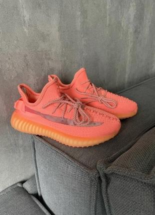 Женские кроссовки yeezy 350 coral reflective (рефлективные шну...