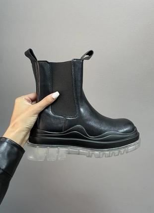 Женские ботинки bottega veneta boots black clear sole (no logo)