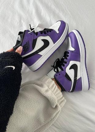 Зимние женские кроссовки nike air jordan retro 1 “purple court...