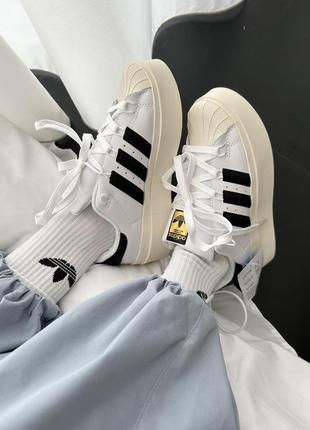 Женские кроссовки adidas superstar bonega white / black