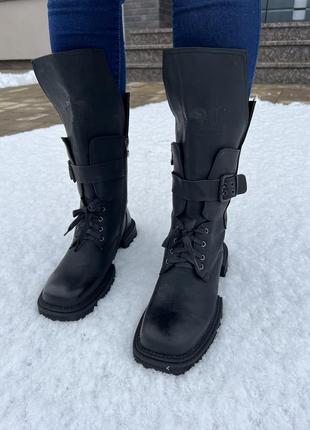 Матові чоботи зима із квадратним носиком 🔥🔥🔥