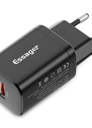 Зарядное устройство ESSAGER 30W Journey Fast Charger PD+QC Bla...