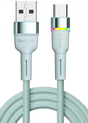 Кабель зарядный Essager USB-A to Type-C Colorful LED 3 A 1 м B...
