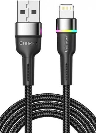 Кабель зарядный Essager USB - Lightning Colorful LED 2.4A USB ...