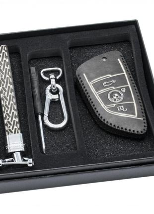 Кожаный чехол (футляр) для ключей BMW X6 3 кнопки + карабин + ...