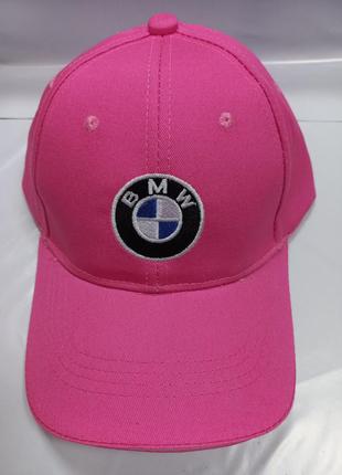 Кепка BMW розовая, бейсболка с логотипом авто БМВ