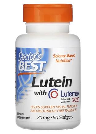 Doctor's Best, лютеин с Lutemax 2020, 20 мг, 60 мягких таблето...