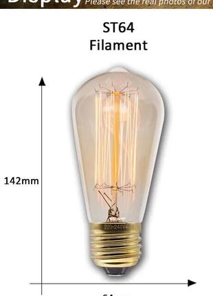 Дизайнерські Філаментні лампи Едісона LED 4.5W, E14, C35, 2700...