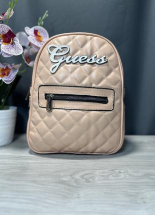 Рюкзак стильный стеганый женский персиковый Guess Рюкзак Гесс ...