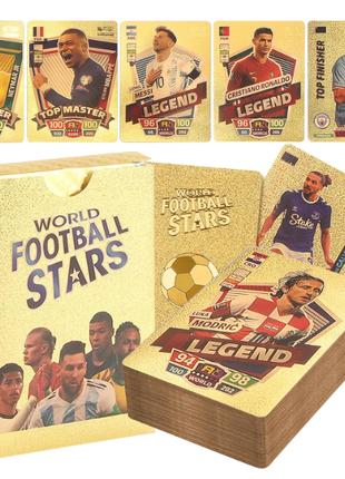 Картки футбольні колекційні,карточки футболістів золоті 55 шт.
