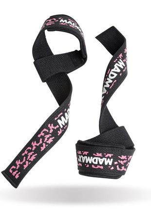 Лямки для тяги madmax camo power wrist straps camo/pink