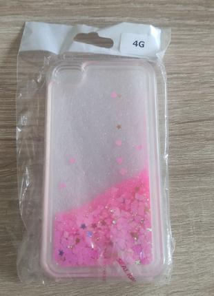 Чехол бампер Liquid hearts с микрофиброй для iPhone 4