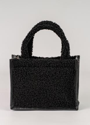 Жіноча сумка чорна сумка тедді сумка пухнаста сумка зимова сумка
