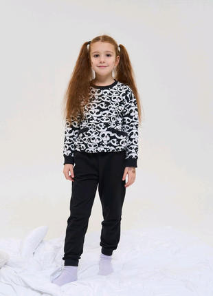 Комплект на дівчинку зі штанами Байка з начосом - Панди - Family