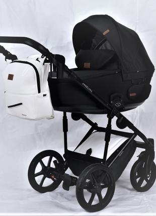 Детская коляска 2 в 1 Angelina Amica Electro черный+белый