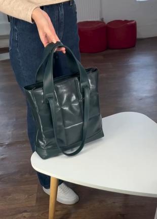 Жіноча сумка з двома ручками зелена сумка зелений шопер шоппер