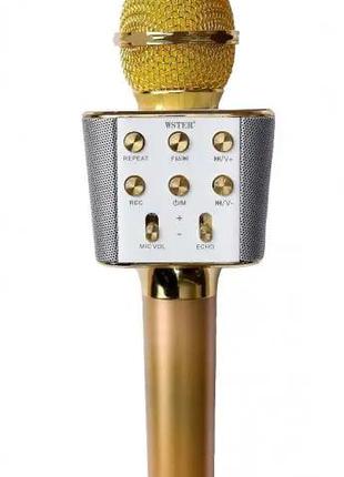 Микрофон-Караоке Bluetooth WSTER WS-1688 Золото