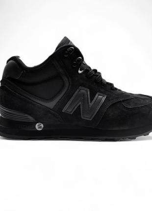 Зимові кросівки New Balance 574 чорні (замш)