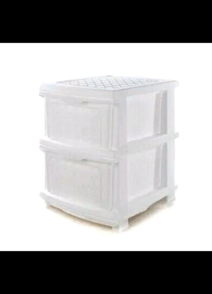 Белый пластиковый комод на 2 ящика