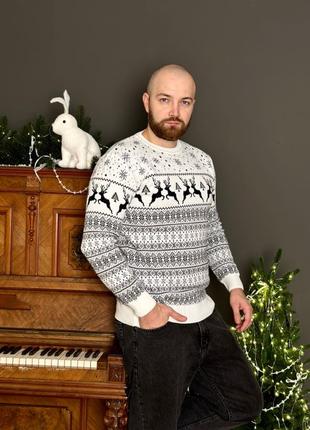 Новорічний светр чоловічий | світер з оленями | одяг на подарунок