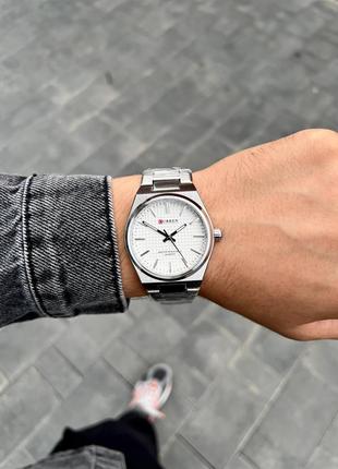 Мужские классические серебряные наручные часы Curren / Куррен.