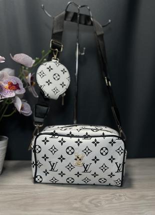 Сумка белая женская Louis Vuitton 2в1 Клатч Сумка Луи Витон Кр...