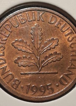 Монета Німеччина 2 пфеніга, 1995 року, Мітка монетного двору "...