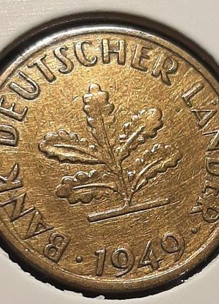 Монета Німеччина 10 пфенігів, 1949 року, Мітка монетного двору...