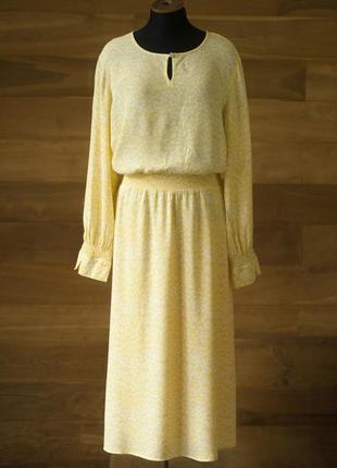 Жовта сукня в дрібні квіточки міді жіноча yessica, розмір xl, 2xl