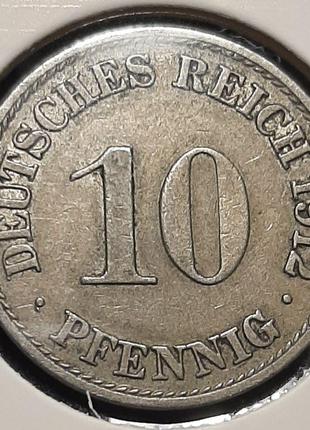Монета Німеччина 10 пфенігів, 1912 року, Мітка монетного двору...