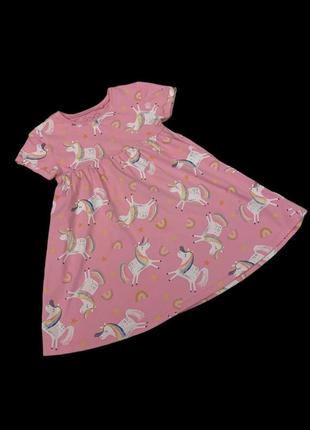 Платье детское розовое единорог