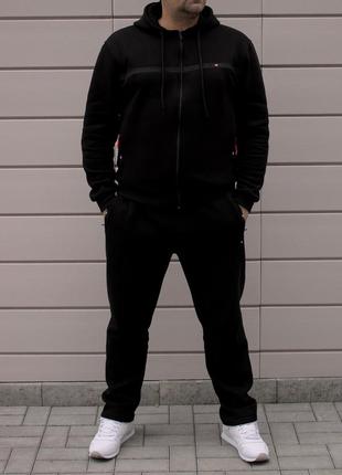 Утепленный мужской костюм parker чёрный , большие размеры
