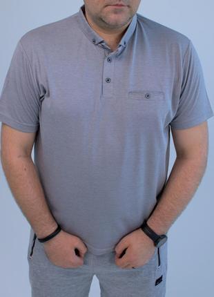 Чоловіча футболка поло сіра, великі розміри