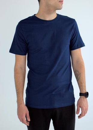 Мужская синяя футболка базовая хлопок
