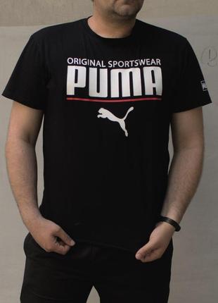 Мужская черная футболка puma батал
