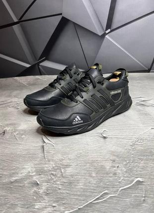 Чоловічі кросівки  adidas climacool чорні з хакі шкіряні