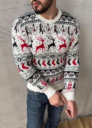 Мужской свитер теплый с оленями турция топ качество