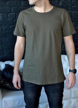 Мужская футболка  хаки цвета casual хлопок