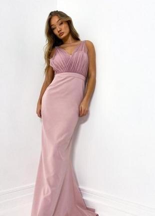 Missguided платье розовое пудровое длинное макси новое вечерне...