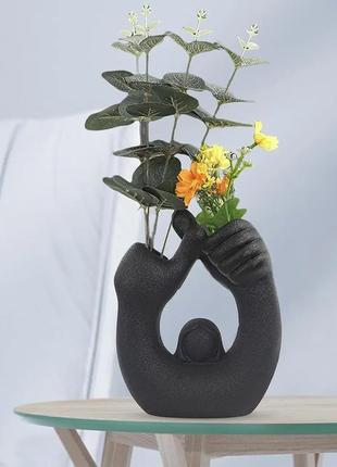 Універсальна мінімалістична керамічна ваза для квітів (чорний)