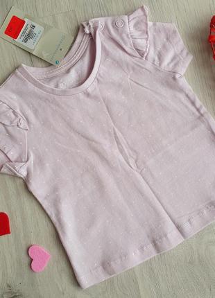 Розовая футболка для девочки, 62 размер, 0-3 месяца