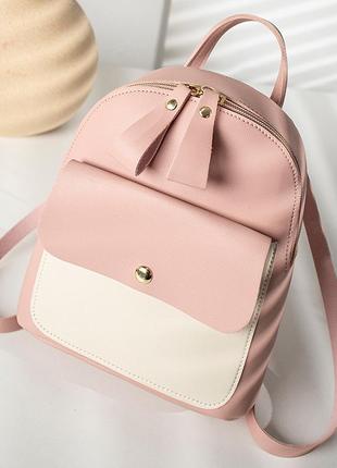 Стильный женский мини-рюкзак розовий